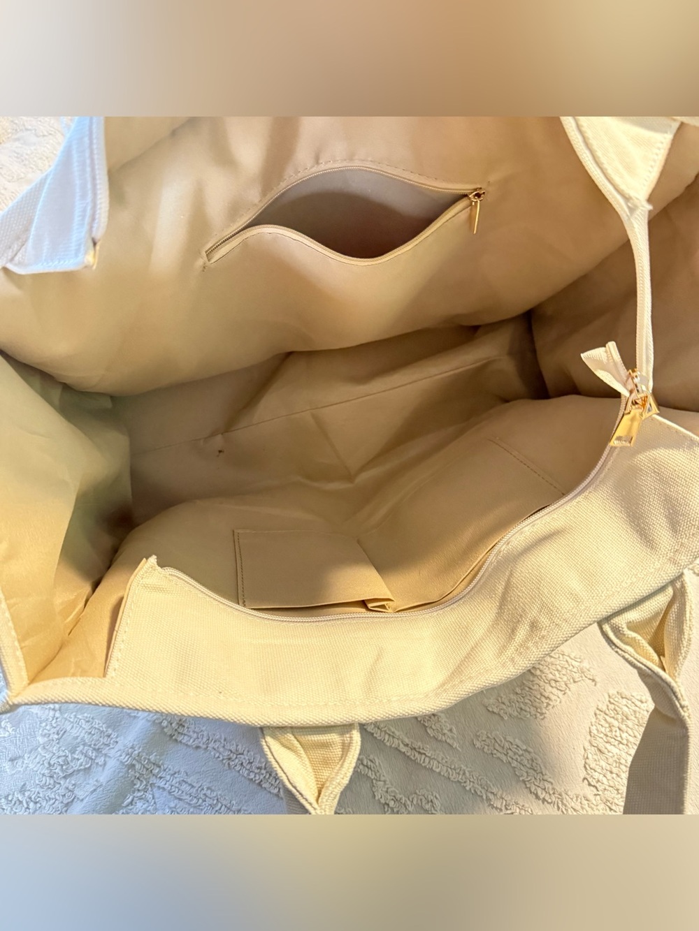 White Fox Boutique Cream Canvas Logo Tote - Picture 7 of 10